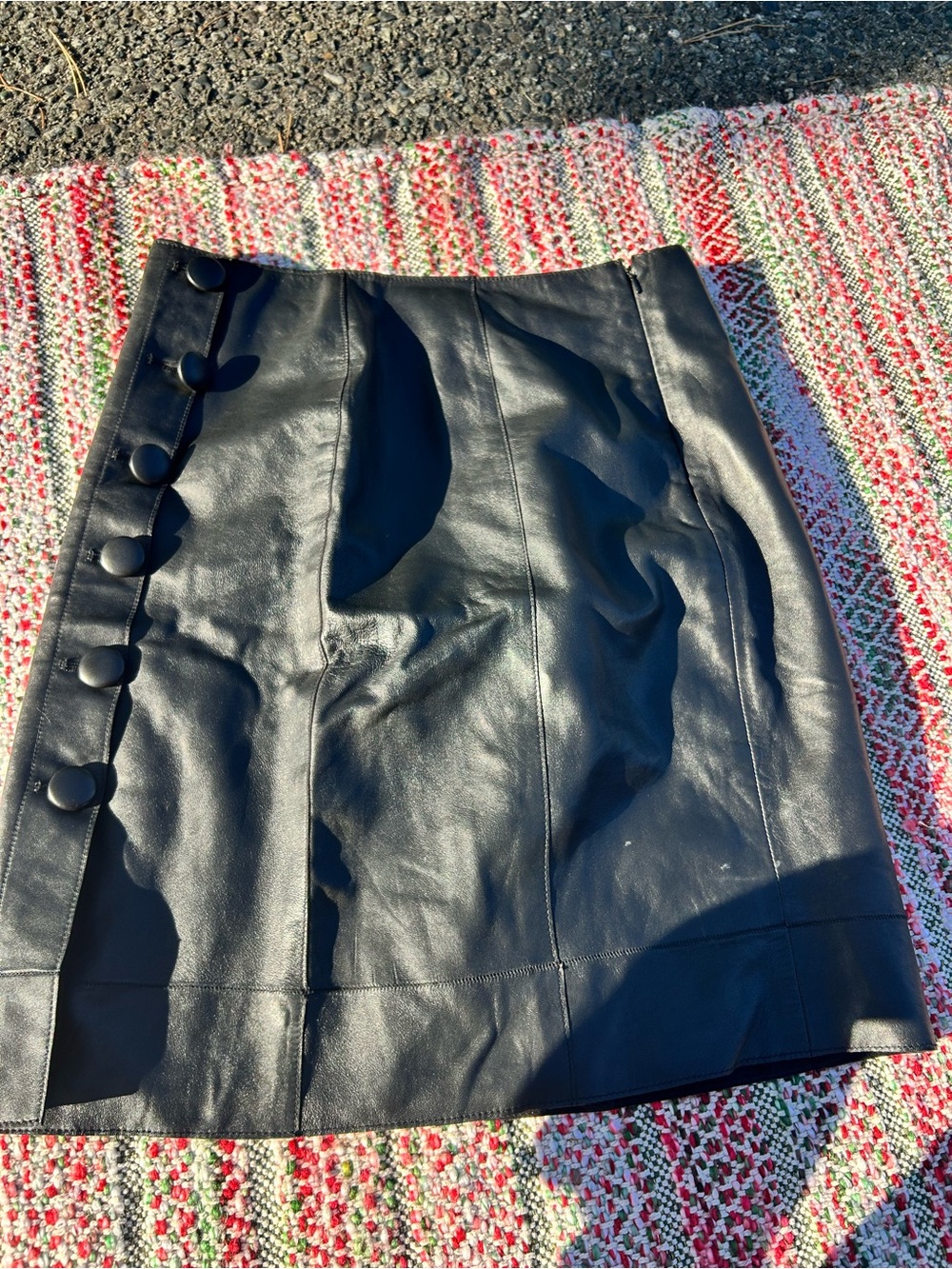 Lamarque Black Faux Leather Button-Trim Mini Skirt